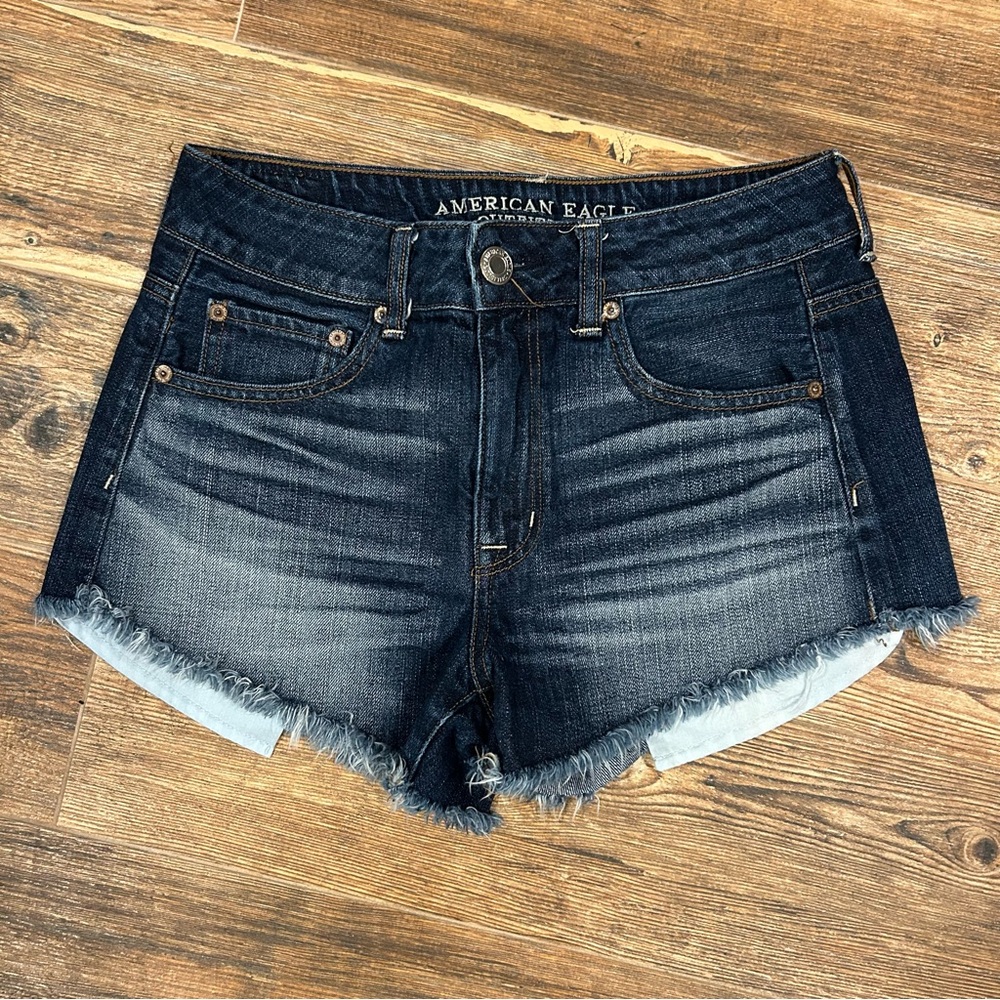 American Eagle Hi-Rise Festival Denim Shorts – Dark Wash (Size 4)